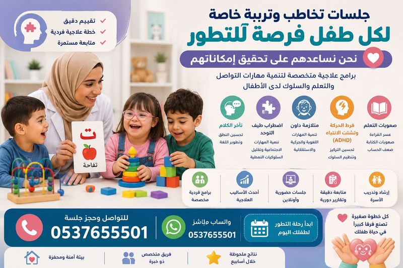 أخصائية تخاطب وصعوبات تعلم بجدة 0537655501